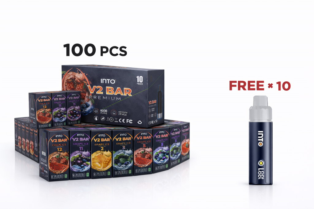 INTO V2 BAR POD 100 Packs Wholesale Bundle (With 10 Free Devices)